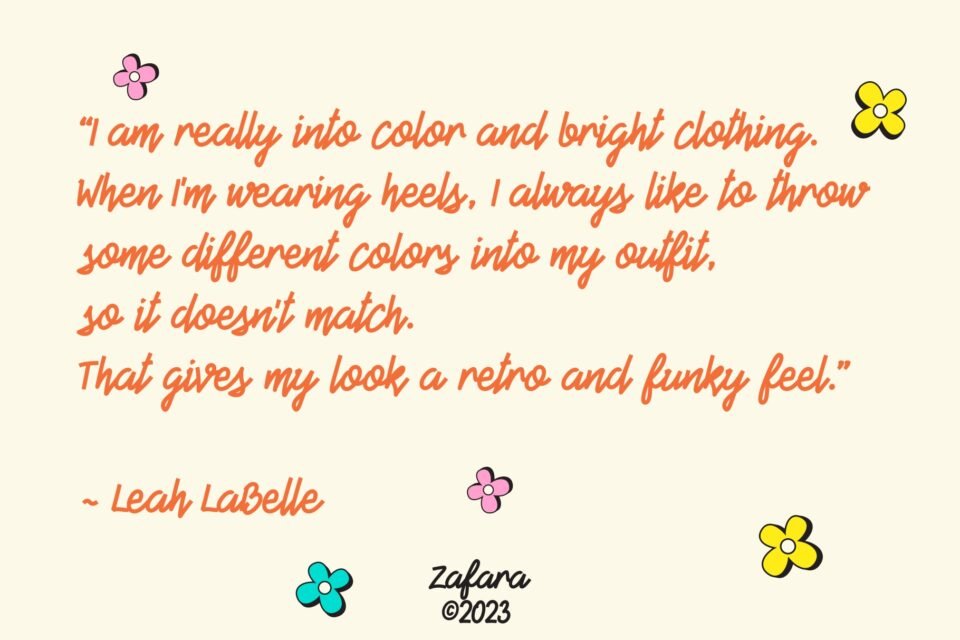A quote by Leah LaBelle in the Birdmello font, showcasing its legibility and retro style on a cream background with scattered flower illustrations.