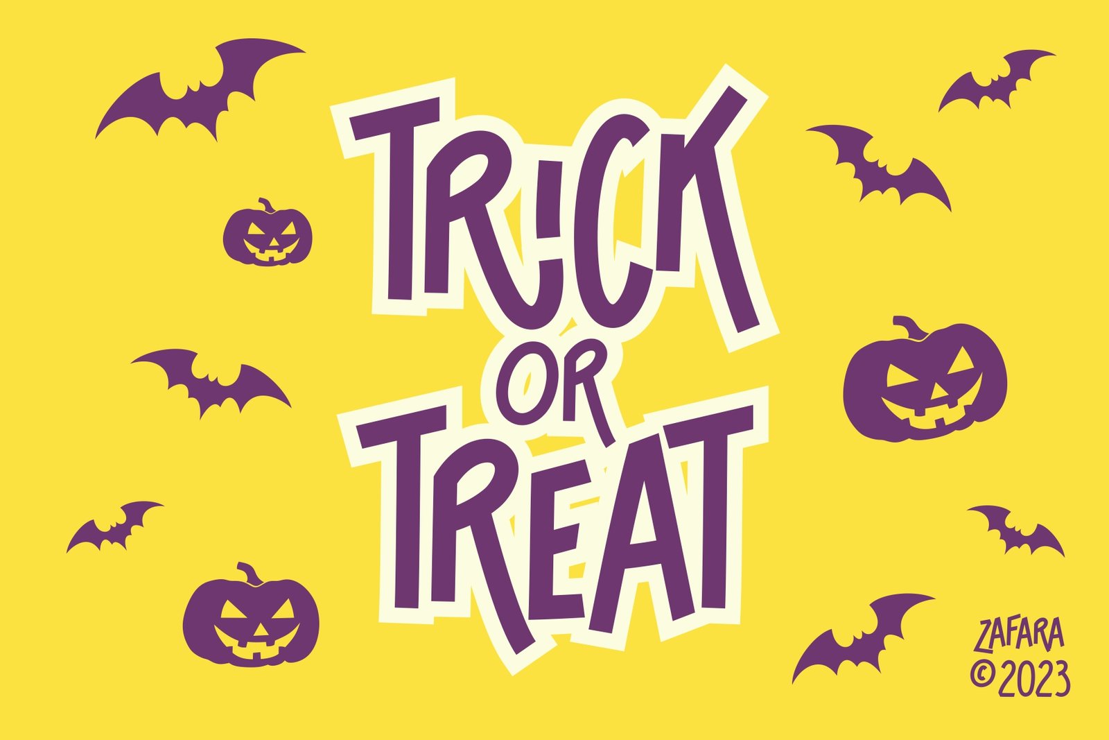 Cloriatte font display showing "Trick or Treat" with spooky bats and jack-o-lanterns.