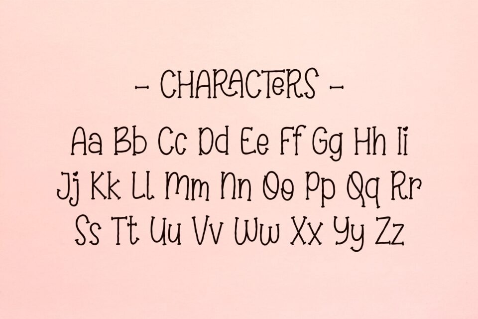 The full character set of the Elabora font, displaying all uppercase and lowercase letters from A to Z.