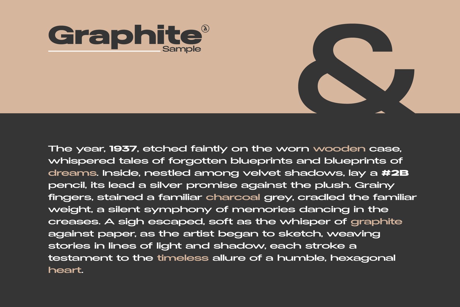 A paragraph of text set in the Graphite font, demonstrating its readability and elegance in a long-form format.
