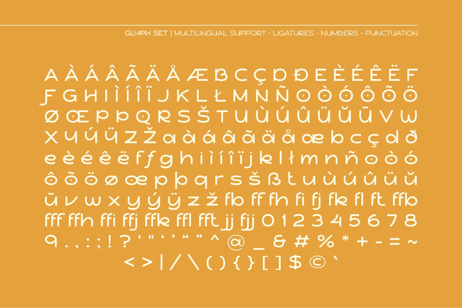 Full glyph set for Komika Sans font, showing uppercase, lowercase, numbers, punctuation, and multilingual support.