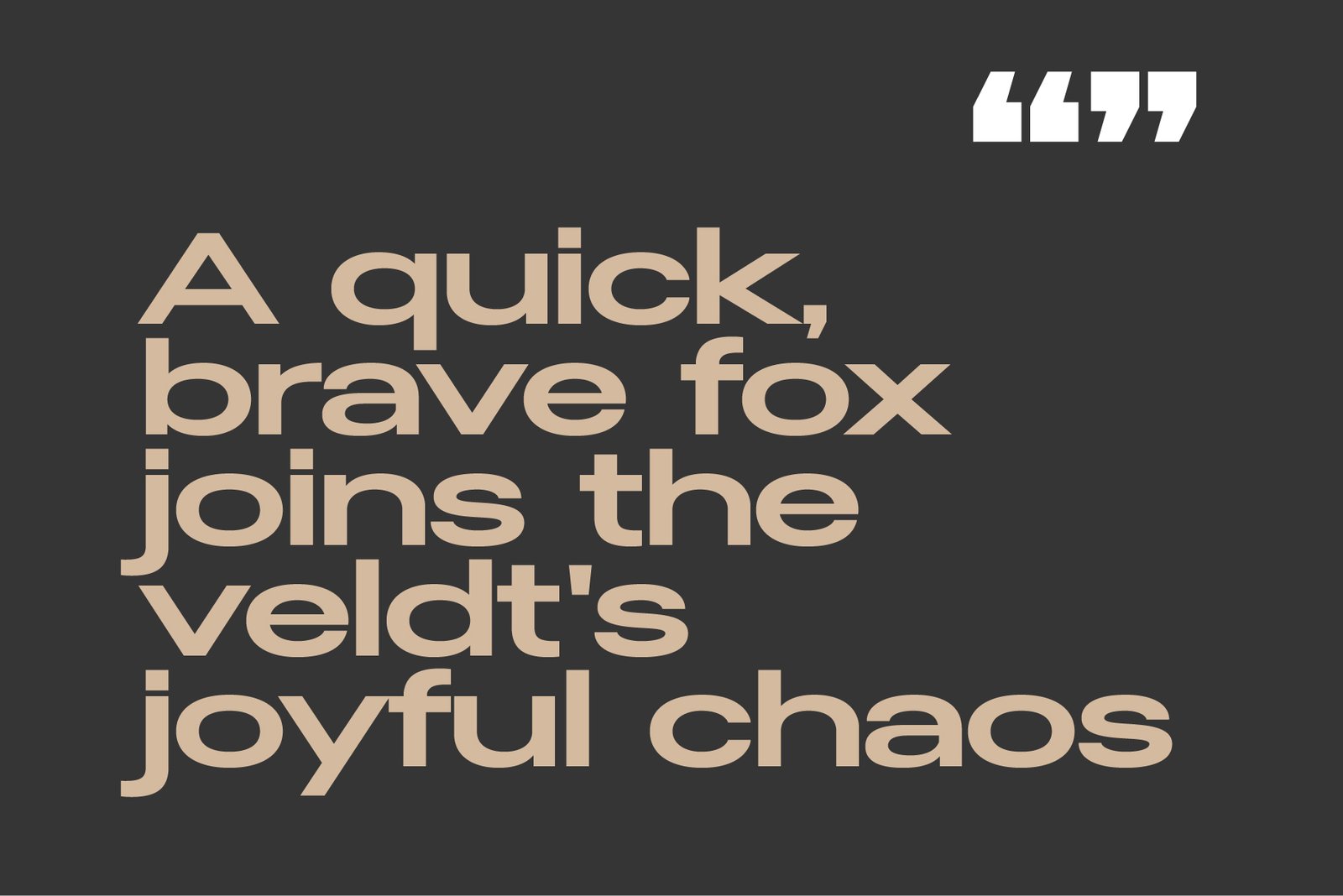 The pangram "A quick, brave fox joins the veldt's joyful chaos" displayed in the Graphite font.
