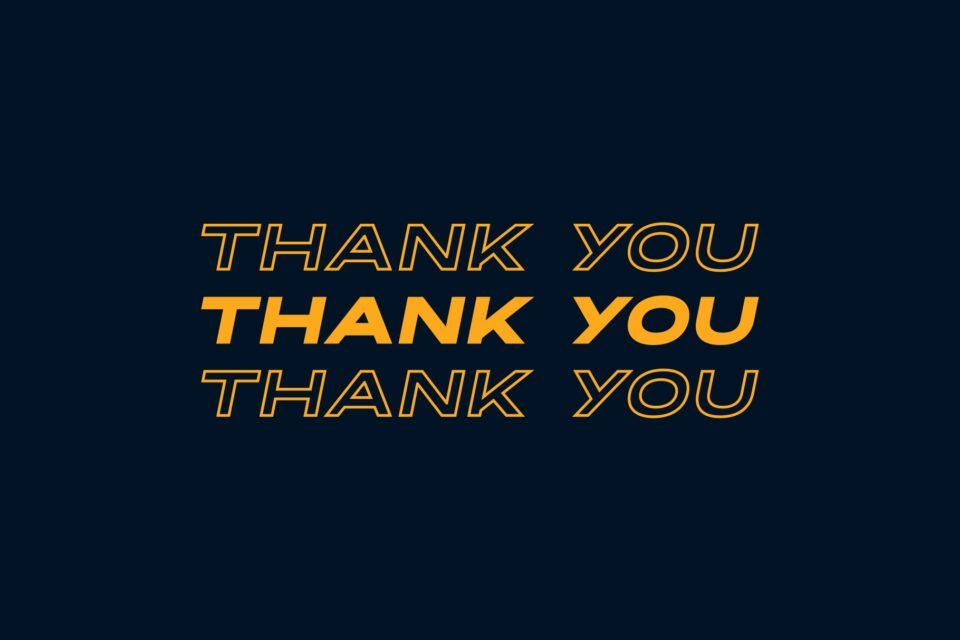 The phrase "THANK YOU" repeated three times in a yellow, bold font against a dark background.