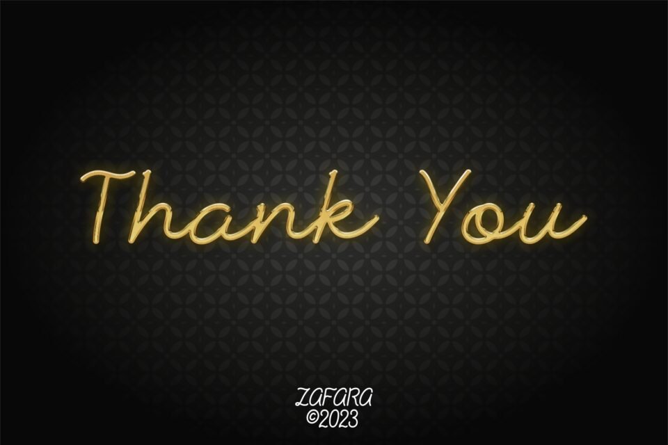 A "Thank You" message written in the elegant Hirosuke monoline signature font, suitable for end credits or closing messages.