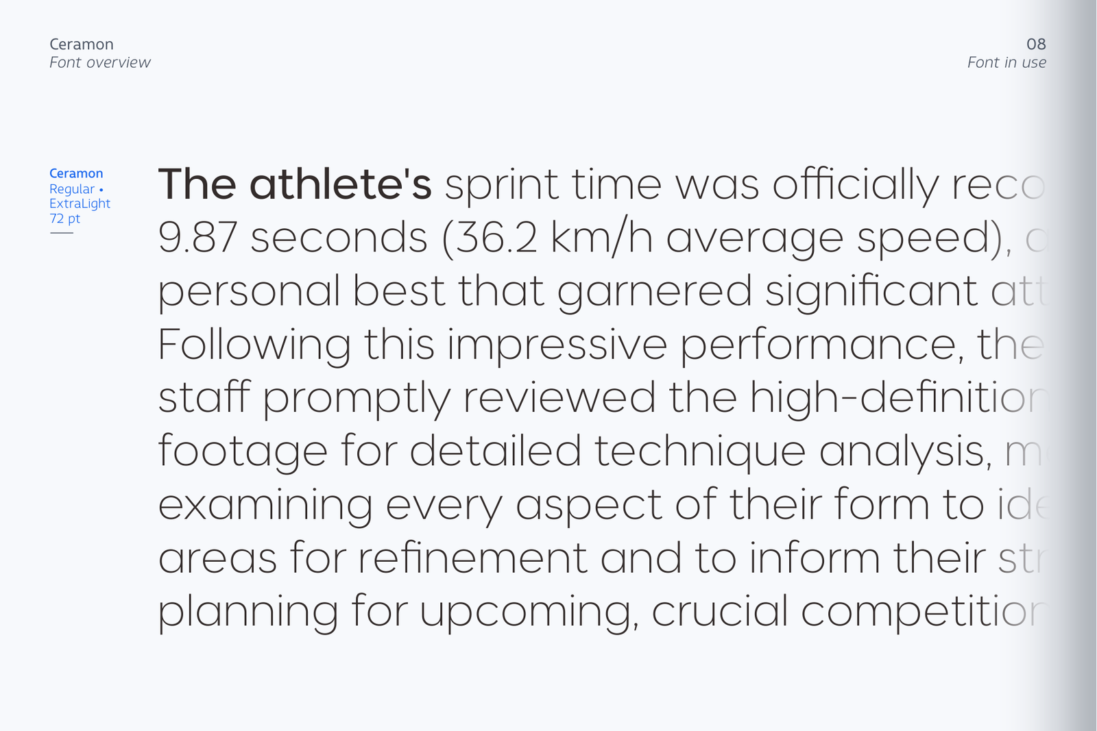 A paragraph of text set in Ceramon Regular and ExtraLight, demonstrating its legibility at smaller sizes.